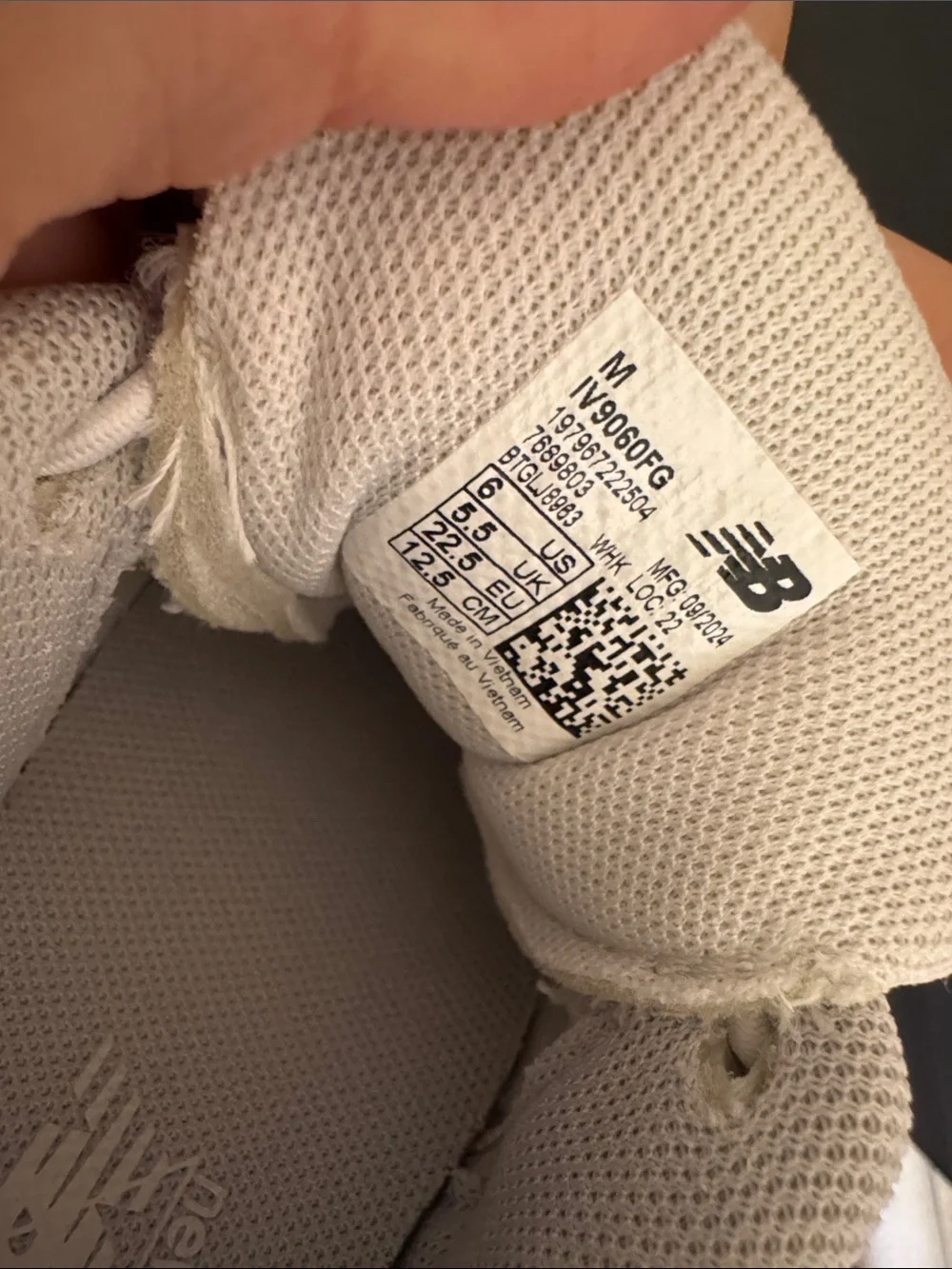 New Balance Kids' White and Light Gray Sneakers